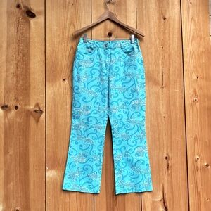 Lilly Pulitzer Aqua Fish-Print Straight Leg Pants
